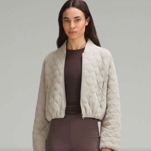 Lululemon 🍋🍋Athletica Quilted Bomber Jacket in Soft Grey/Beige